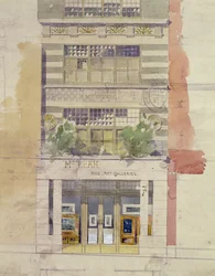 Návrh fasády McLean Fine Art Galleries, Haymarket, Londýn (akvarel a tužka na papíře) (viz také 176480)