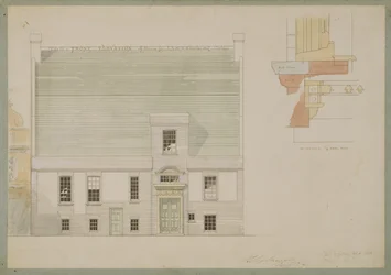 Front Elevace of House for J.A.M. Whistler Esq, Tite Street, Chelsea, 1877 (pero a inkoust a wc na papíře) (viz také 176476)