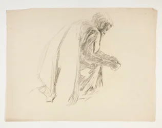 Figurální studie pro sira Lancelota a sira Borse vybavila Galahad svými ostruhami, z The Quest of the Holy Grail (druhý ze série patnácti obrazů pro Boston Public Library, dokončený v roce 1901)