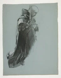 Figurální studie pro The Departure, from The Quest of the Holy Grail (série patnácti obrazů pro Boston Public Library, dokončena v roce 1901)