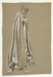 Figurální studie pro Infancy of Galahad(?), z The Quest of the Holy Grail (série 15 obrazů pro Boston Public Library, dokončena v roce 1901)