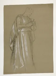 Figurální studie pro Infant Galahad (?), z The Quest of the Holy Grail (první ze série patnácti nástěnných maleb pro Boston Public Library, dokončena v roce 1901)