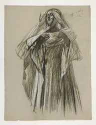 Figurální studie pro Infant Galahad, z The Quest of the Holy Grail (první ze série patnácti nástěnných maleb pro Boston Public Library, dokončena v roce 1901)