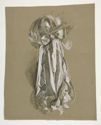 Figurální studie pro Infant Galahad, z The Quest of the Holy Grail (první ze série patnácti nástěnných maleb pro Boston Public Library, dokončena v roce 1901)