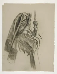 Figurální studie pro rytíře sira Galahada z The Quest of the Holy Grail (série 15 obrazů pro Boston Public Library, dokončena v roce 1901)