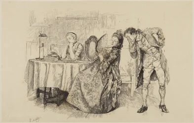 Ilustrace ke Goldsmithovu dílu She Stoops to Conquer: „Tak proč jí to hned neřeknete?“