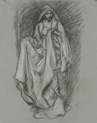 Studie pro zahalenou ženu, figurální studie pro The Quest of the Holy Grail (série 15 obrazů pro Boston Public Library, dokončena v roce 1901)