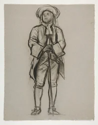 Studie pro postavu Penna(?) nebo Franklina(?) pro nástěnnou malbu v budově státního kapitolu v Harrisburgu v Pensylvánii, 1902-1911 (dokončil John Singer Sargent)