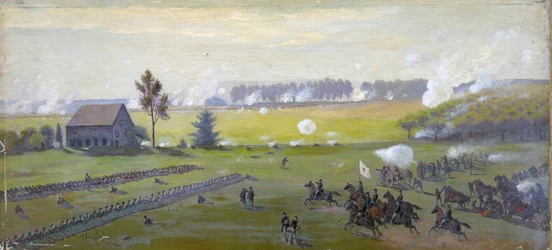 Americká občanská válka 1861-1865: Bitva u Gettysburgu 1.-3. července 1863, která ukončila Leeovu invazi na sever. Největší americké ztráty než v kterékoli jiné válce. Olej