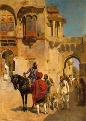 Odjezd na lov v předhradí paláce Jodhpore, kolem 1898-1900