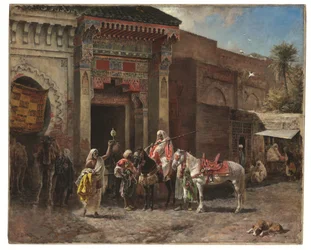 Kupec zbraní (před branou marockého bazaru), asi 1878-1880 (olej na plátně)