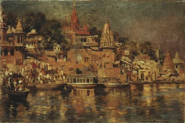 Pohled na Ghats v Benares, 1873