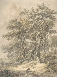 Žena a dítě sedící vedle silnice, 1760-1818.