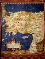 Mapa Anatolie vytvořená Egnaziem Dantim (1536-1586), italským matematikem, kosmografem a architektem. Kolem roku 1567. Florencie, Palazzo Vecchio, Sala del Mappamondo.