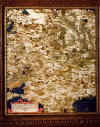 Mapa moskevské oblasti od Egnazia Dantiho (1536-1586), matematika, kosmografa a italského architekta. Kolem roku 1567. Florencie, Palazzo Vecchio, Sala del Mappamondo