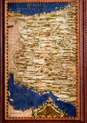 Persie (Írán). Mapa vytvořená Egnaziem Dantim (1536-1586), matematikem, kosmografem a italským architektem. Kolem roku 1567. Florencie, Palazzo Vecchio, Sala del Mappamondo