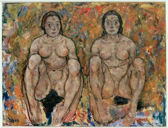 Kauernde Frauen [Dřepící ženy] (olej a kvaš)