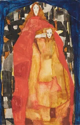 Matka s dítětem v červeném kabátě, 1911.
