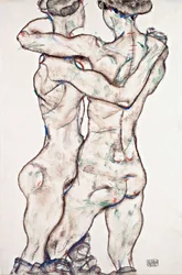Objímající se nahé dívky - 1914 - 48x31,2 - Muzeum Leopold, Vídeň