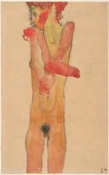 Nahá dívka se založenýma rukama, 1910