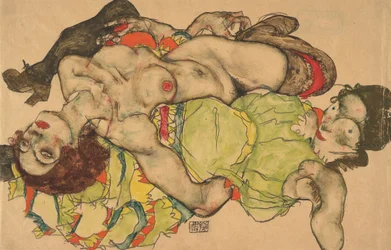 Dvě propleteně ležící dívky, 1915