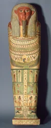 Amunredova rakev, 25.-26. dynastie, asi 715-525 př. n. l. (dřevo s gesso a barvou)
