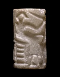 Cylindrická pečeť (raně dynastické výjevy "lidské činnosti"), raná dynastie II (kalcit)