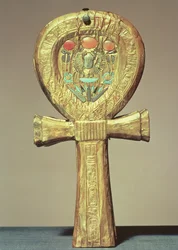 Pouzdro na zrcadlo ve tvaru anch, z hrobky Tutanchamona, Nová říše, kolem 1370-52 př. n. l.