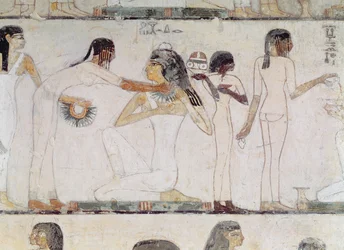 Toaleta urozených žen z hrobky Rechmira, vezíra Thutmose III. a Amenhotepa II., Nová říše
