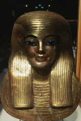 Jujova posmrtná maska, z hrobky Jujy Tjuyi, Údolí králů, Egypt, Egyptská civilizace, Nová říše, dynastie XVIII