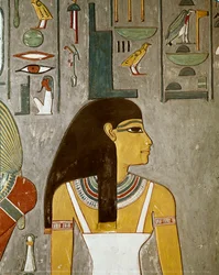 detail fresky zobrazující Isis, Egypt, Louxor (XVIII dynastie, Thutmose III