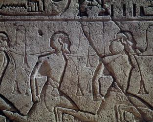Asyrští vězni Ramsese II., reliéf, hlavní chrám v Abú Simbelu (Seznam světového dědictví UNESCO)