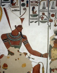 Atun, detail z fresek v druhé komoře hrobky Nefertari, Údolí královen, Luxor, Théby (Seznam světového dědictví UNESCO