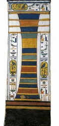 Egypt, Théby, Luxor, Údolí královen, hrobka Nefertari, sloup Djed představující Osirisovu páteř nesoucí vzkříšení kostní dřeně uvnitř, z 19. dynastie