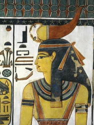 Egypt, Théby, Luxor, Údolí královen, Hrobka Nefertari, Vestibul, Nástěnné malby, Bohyně Selket