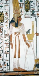 Nefertari, detail fresek ve druhé komoře hrobky Nefertari, Údolí královen, Luxor, Théby (Seznam světového dědictví UNESCO)