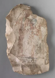 Ostracon: Ramesses II Suckled by a Goddess, asi 1279-1213 př.nl