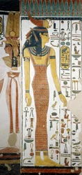 Selqet, detail z fresek v pohřební komoře Nefertari, Údolí královen, Luxor, Théby (Seznam světového dědictví UNESCO