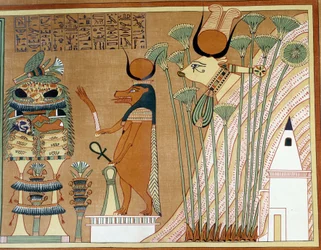 Thúeris a Hathor v papyru. Kolegium je podobné papyru Ani z Théb.
