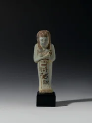 Shabti z Akhesenmut, možná z Deir el-Bahri, Nová říše (fajáns)