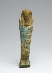 Shabti z Psamtek, možná z Gízy, Pozdní království (fajáns)