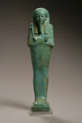 Postava Ushabti pro Hekaemsafa, admirála flotily, vláda Amasis, 570-526 př.nl (fajáns) (viz 270355 pro obrácení)