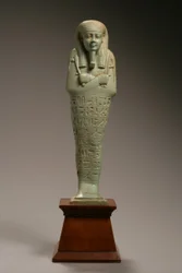 Postava Ushabti pro Neferibre-si-Neith, pozdní dynastické období, vláda Amasis, 570-526 př.nl (fajáns)