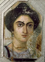 Egyptský starověk: pohřební portrét ženy. Malování na dřevo. Konec 2. stol. Z Fayum (Fayum) v Egyptě. Florencie, museo archeologico