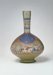 Smaltovaná a zlacená láhev, cca 1270-99 (sklo)