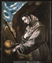Svatý František stojící v meditaci (olej na plátně)