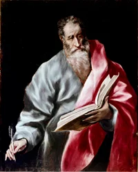 Apoštolát katedrály v Toledu: „Svatý Matouš““ Obraz Domenika Theotokopoulos dit El Greco (1541-1614) 1602-1605 Ne. 100x76 cm Toledo, katedrála