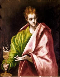 Apoštolát katedrály v Toledu: Apotre Saint John Evangelist. Obraz Domenikos Theotokopoulos dit El Greco (1540-1614)