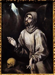 Svatý František z Assisi (1181-1226) dostává stigma Obraz (Vanita) od Domenika Theotokopoulose dit El Greco (1541-1614) 1595 Ne. 0,76x0,57 m Pau, Muzeum výtvarných umění