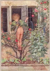 Ranní píseň, ilustrace z „Knihy starých anglických písní a balad“, vydané nakladatelstvím Hodder a Stoughton, kolem roku 1910 (barevné lito)